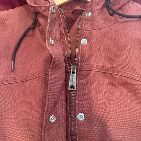 Carhartt Sandstone Berkley Sherpa Lined Canvas Hooded Barn Coat Size S (4/6) - Picture 5 of 12